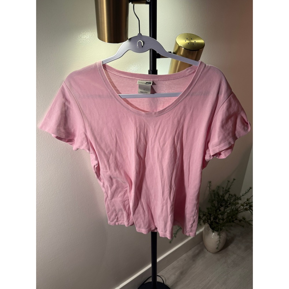 REI Womens Pink Scoop Neck Short Sleeve T-Shirt‎ Size L Made in Peru Cotton Tee